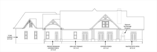 Rear Elevation image of Tres Le Fleur House Plan